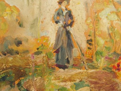 Mario CAVAGLIERI 'Jeune femme se promenant'. Huile sur carton, signée 