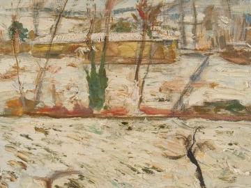 Mario CAVAGLIERI 'Neige à Peyloubère'. Huile sur toile signée en bas à