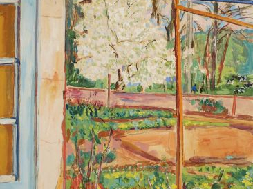 Mario CAVAGLIERI 'Vue de jardin'. Aquarelle et gouache sur papier, sig