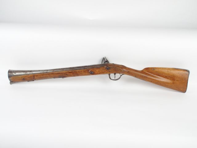 Joli tromblon à silex, platine fer, corps rond, bassinet rond fer, ven