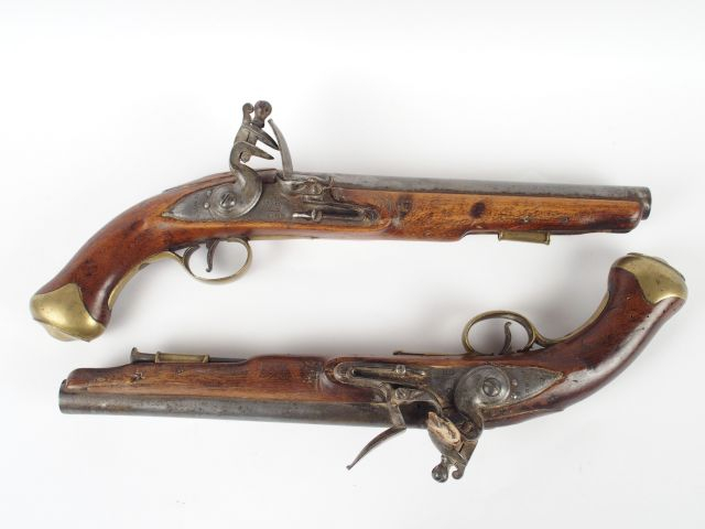 Paire de pistolet à silex réglementaires Anglais " heavy dragoon " mod