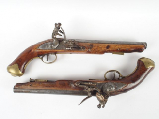 Vente aux enchères Paire de pistolet à silex réglementaires Anglais " heavy dragoon " mod