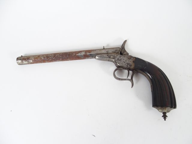 Pistolet de tir système Flobert calibre 6mm, canon octogonal lisse pol