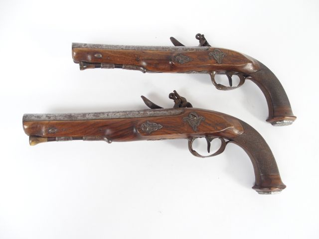 Belle paire de pistolets à silex époque empire de fabrication bourgeoi