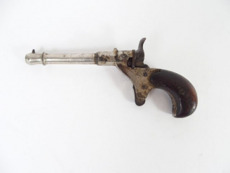 Vente aux enchères Pistolet mono coup de cycliste calibre 6mm, ensemble nickelé, crosse b