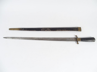 Vente aux enchères Belle et grande dague Française de vénerie (780mm), fusée en ébène mon