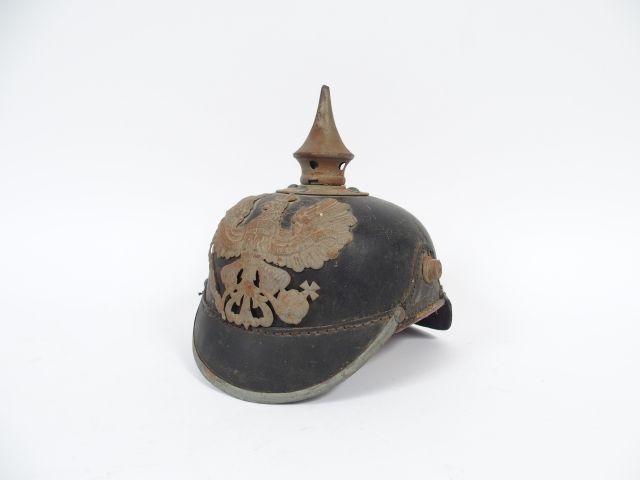 Casque à pointe prussien troupe modèle 1915 toutes garnitures en acier