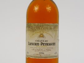 1 BOUTEILLE CHÂTEAU LAFAURIE PEYRAGUEY 1er CC SAUTERNES - 1996 - BG+/E