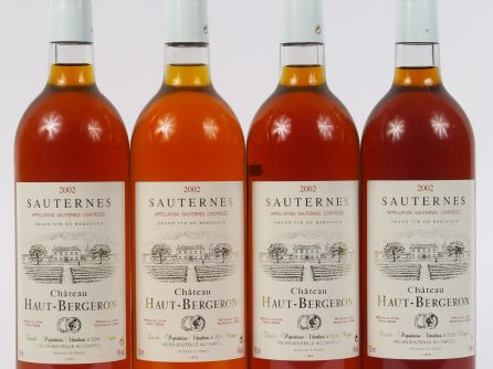 4 BOUTEILLES CHÂTEAU HAUT BERGERON SAUTERNES - 2002