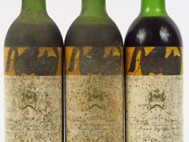 3 BOUTEILLES CHÂTEAU MOUTON ROTHSCHILD 1er GCC PAUILLAC - 1974 - 1 HEP