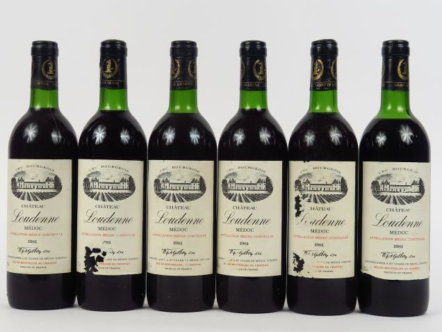 6 BOUTEILLES CHÂTEAU LA LOUDENNE CB MEDOC - 1981 - CBO- 3 BG/2 LB/1 HE
