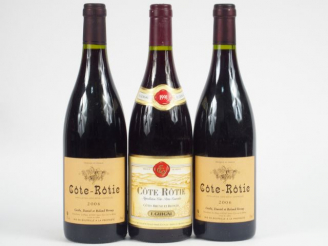 Vente aux enchères 3 BOUTEILLES CÔTE ROTIE : 1 BRUNE ET BLONDE E. GUIGAL 1991 - 2 VERNAY 