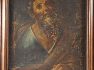 Ecole française XIXe 'Saint Pierre repentant'. Huile sur toile. 94 x 7