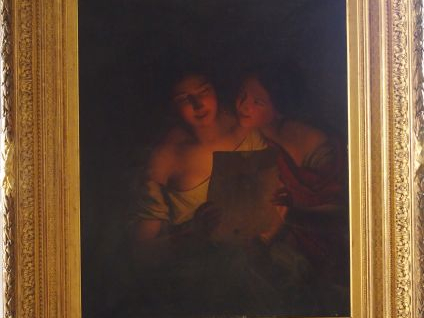 WALDMANN (attribué à) 'Lecture à la bougie'. Huile sur toile d'après R