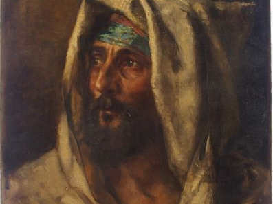 Ecole française de la fin du XIXe 'Portrait d'arabe'. Huile sur toile 