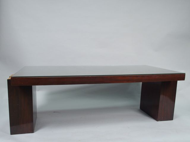Table basse Art Déco en placage de palissandre et de loupe d'orme