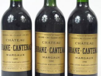 Vente aux enchères 3 BOUTEILLES CHATEAU BRANE CANTENAC GCC MARGAUX - 1/1986 1/1990 1/1999