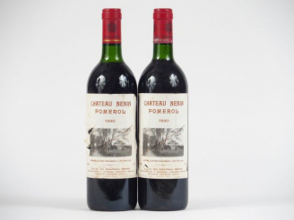 Vente aux enchères 2 BOUTEILLES CHÂTEAU NENIN POMEROL - 1990 - 1 BG/1 LB/EA