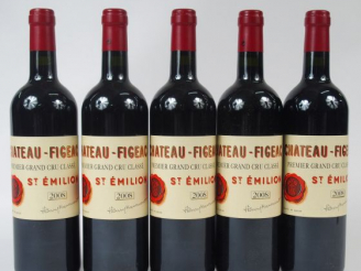 Vente aux enchères 5 BOUTEILLES CHATEAU FIGEAC 1ER GCC ST EMILION - 2008