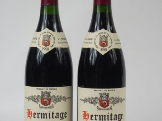 Vente aux enchères 2 BOUTEILLES HERMITAGE CHAVE ROUGE -1990 - NOTE PARKER 99/100