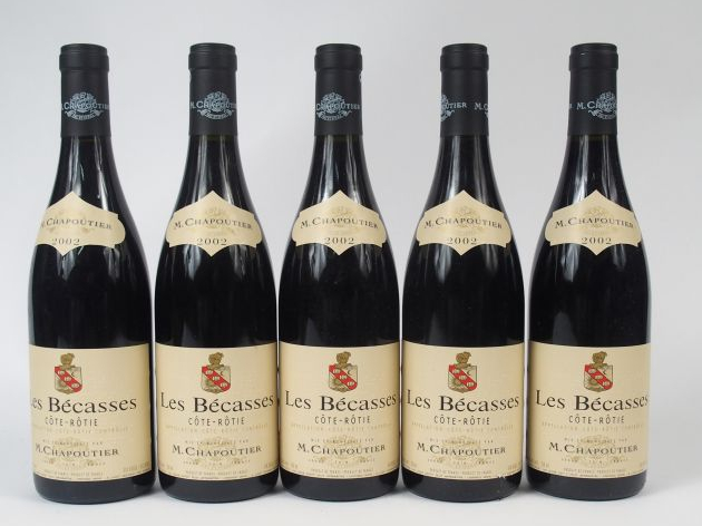 5 BOUTEILLES COTE ROTIE "LES BECASSES" CHAPOUTIER - 2002