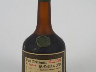 Vente aux enchères 1 BOUTEILLE VIEIL ARMAGNAC GELAS ET FILS - 1904