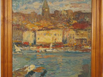 Henri MARTIN	 ‘Vue du port de Marseille’. Huile sur panneau. 	 46 x 38