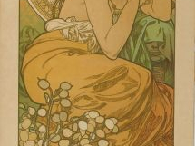 MUCHA 'la topaze'. Lithographie,1902.  F. Champenois (contrecollée sur