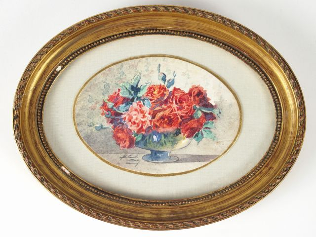 Blanche ODIN 'Bouquet de roses'. Aquarelle? Signée en bas à gauche. 12