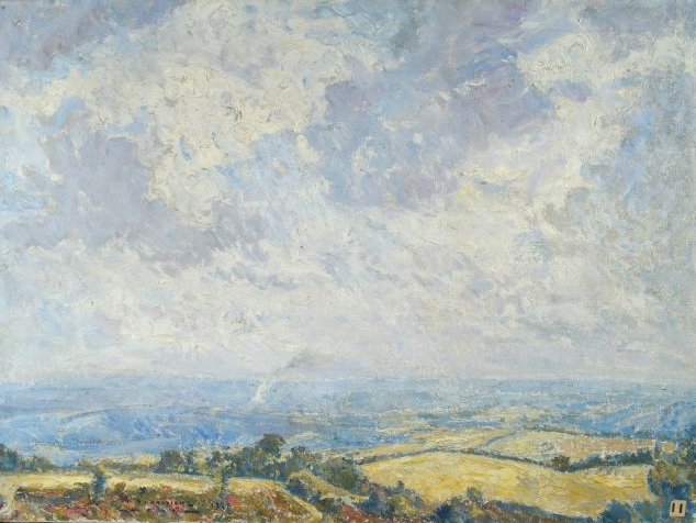 A. LAGARRIGUE ‘Plaine de Saint Papoul’. Huile sur toile, signée en bas