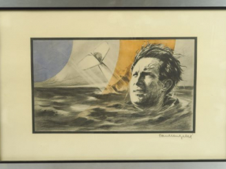 Vente aux enchères Paul LENGELLE 'Mermoz'. Lithographie en couleur contresignée en bas à 