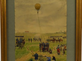 Vente aux enchères Lucien ROUSSELOT. Aquarelle, signée en bas à droite. 'En 1884, 'la Vig