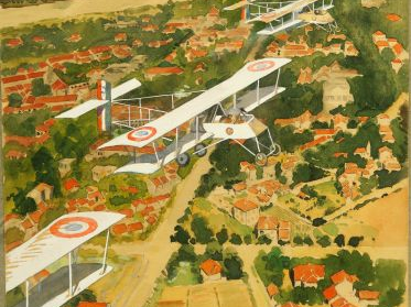 Lucien ROUSSELOT. Aquarelle, signée en bas à droite. '1917, l'Escadril