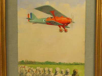 Lucien ROUSSELOT. Aquarelle, signée en bas à droite. '8 mai 1924, arri