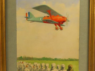 Vente aux enchères Lucien ROUSSELOT. Aquarelle, signée en bas à droite. '8 mai 1924, arri