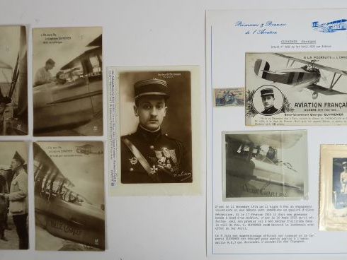 Georges GUYNEMER  - 2 cartes postales + 1 photo du 5,7,17 'décoration 