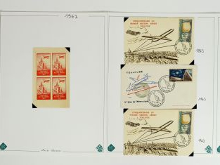Ensemble d'enveloppes, timbres, cartes postales et documents divers co