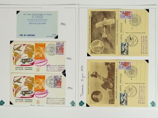 Ensemble d'enveloppes, timbres, cartes postales et documents divers co