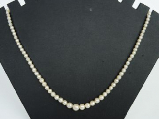 Vente aux enchères Collier de perles de culture disposées en chute. 40 cm environ