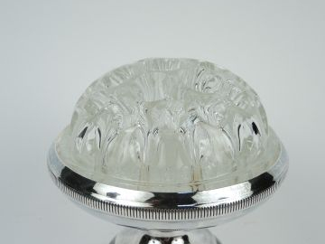 Pique fleurs en verre et métal argenté