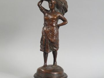 ABBAL, "La moissoneuse". Sculpture en bronze à patine brune. Signé. H.