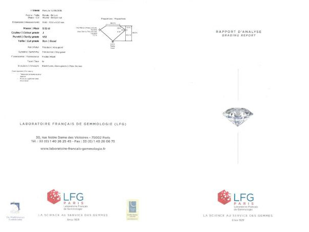 Diamant taille moderne de 5,12cts J-VS1, faible fluorescence, monté en