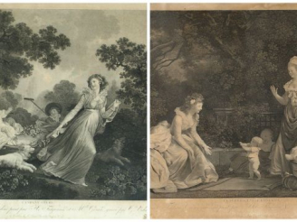 Vente aux enchères Paire de gravures en noir d'après Fragonard "L'enfant chéri" et "Les p