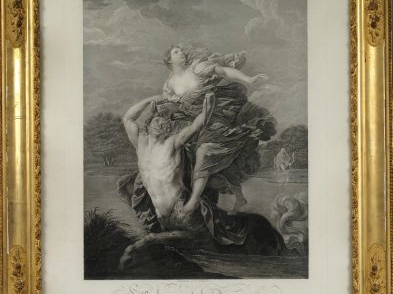 Paire de gravures en noir XIXe "L'enlèvement de Déjanire" et "L'éducat