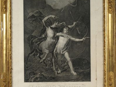 Paire de gravures en noir XIXe "L'enlèvement de Déjanire" et "L'éducat