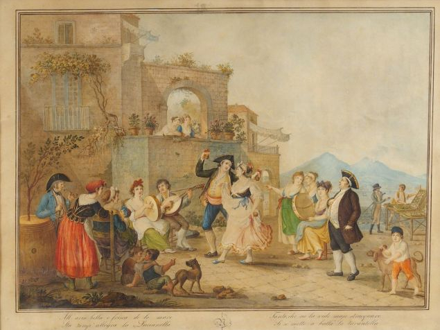 ALESSANDRO D'ANNA, "Scène de danse" et "Cortège joyeux". Aquarelles. U