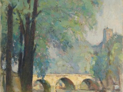 Edouard BERNAUT, "L'église Saint Gervais-Pont Marie". Huile sur toile.