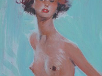 Jean-Gabriel DOMERGUE (1889-1962), "Christiane". Huile sur isorel. Sig
