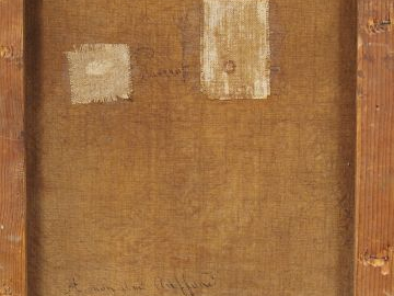 HAYETTE, "Pierrot". Huile sur toile (petites restaurations). Signée au