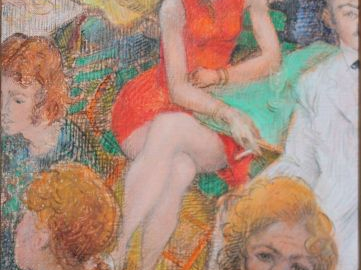 Lucien-Philippe MORETTI (1922-2000), "Hippies, Belle et Garçon". Huile